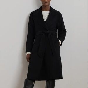 ralph lauren tie belt wrap coat size size 2. 60% wool 30% polyester 5% cashmere.